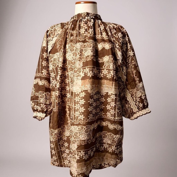 Brown Oversized Floral Women's Top - Picture 7 of 8